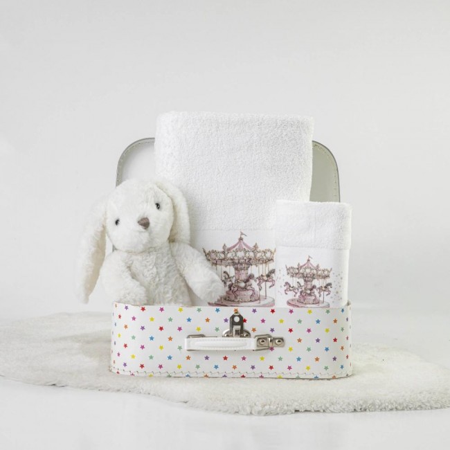 Πετσέτες Σετ 2ΤΜΧ Carousel Λευκό-Ροζ