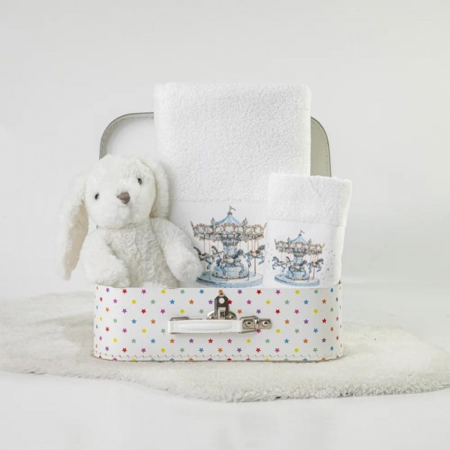 Πετσέτες Σετ 2ΤΜΧ Carousel Λευκό-Σιέλ