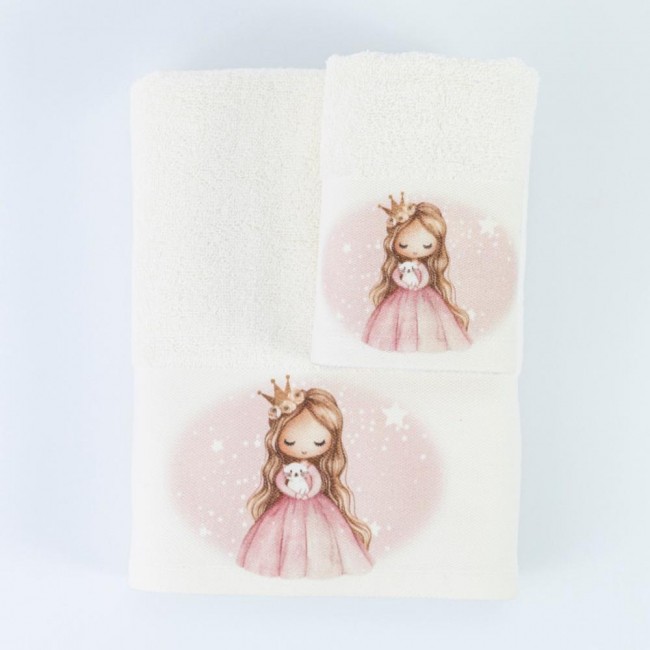Πετσέτες Σετ 2ΤΜΧ Little Queen Εκρού