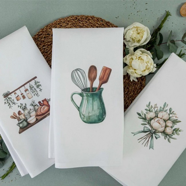 Ποτηρόπανα Κουζίνας Basilico Σετ 3ΤΜΧ