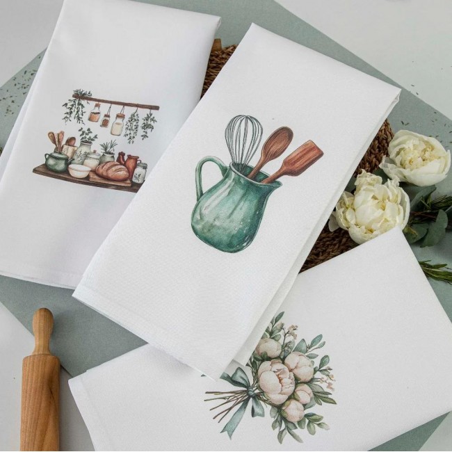 Ποτηρόπανα Κουζίνας Basilico Σετ 3ΤΜΧ