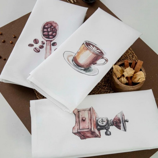 Ποτηρόπανα Κουζίνας Coffee Σετ 3ΤΜΧ