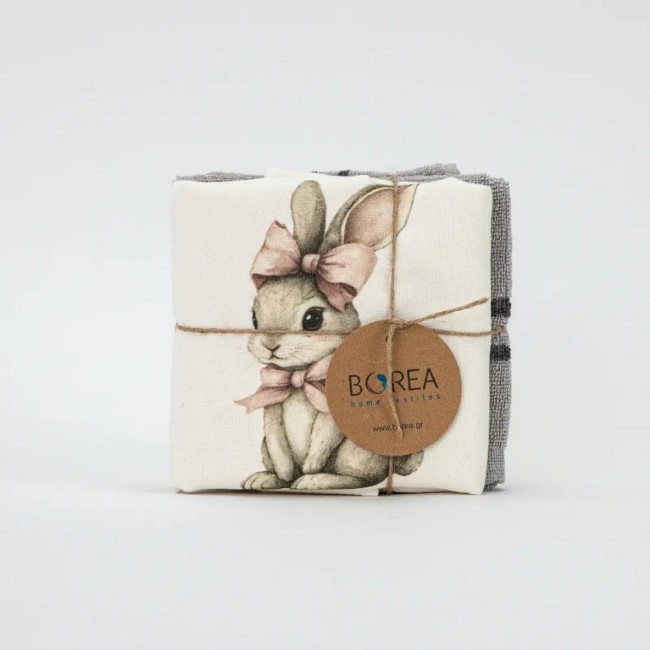 Ποτηρόπανα Κουζίνας Pink Rabbit Σετ 2ΤΜΧ