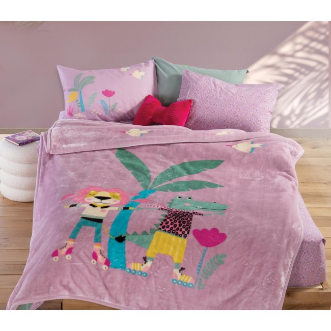 ΠΑΙΔΙΚΗ ΚΟΥΒΕΡΤΑ ROLLER FRIENDS 160Χ220 NEF-NEF HOMEWARE LILAC