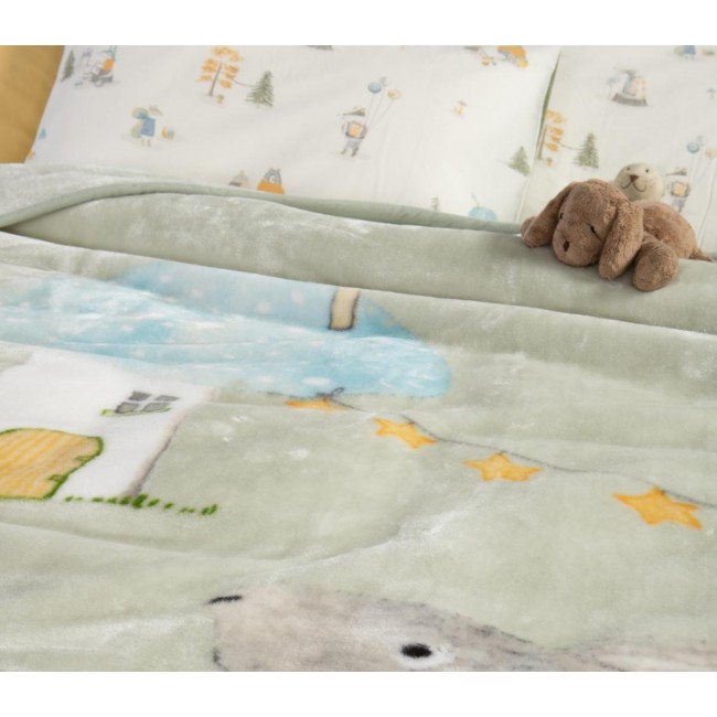 ΠΑΙΔΙΚΗ ΚΟΥΒΕΡΤΑ WOODLAND PARTY 160Χ220 NEF-NEF HOMEWARE PISTACHIO