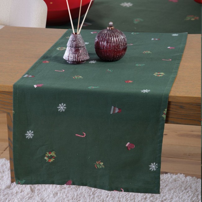 Χριστουγεννιάτικη Τραβέρσα Joyful 45x140 GREEN Nef Nef Homeware