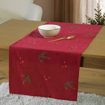 Χριστουγεννιάτικη Τραβέρσα Mistle 45x140 RED Nef Nef Homeware