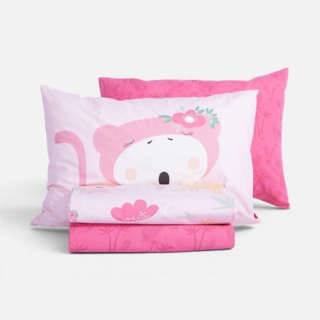 Σετ Σεντόνια Παιδικά Μονά με Λάστιχο Wild & Sweet 170x260 PINK Nef Nef Homeware