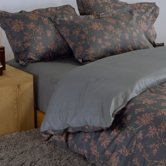 Σετ Σεντόνια Βαμβακοσατέν με Λάστιχο Foxy GREY/BLUE Nef Nef Homeware