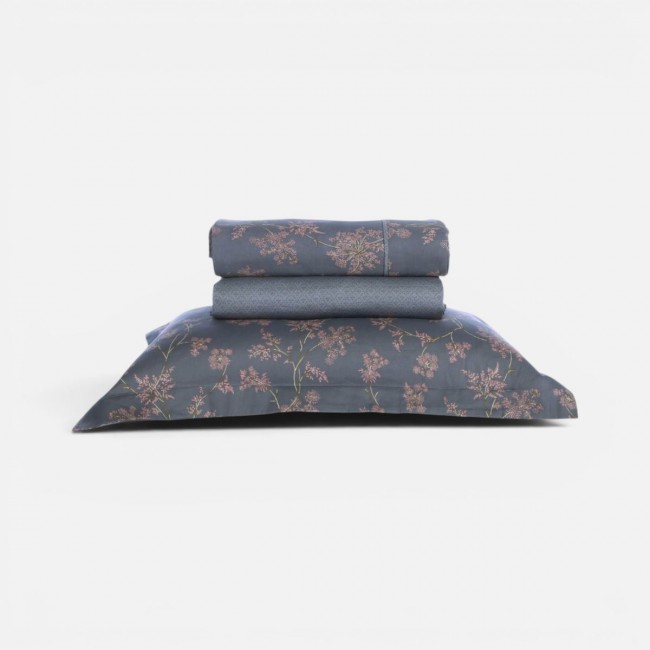 Σετ Σεντόνια Βαμβακοσατέν με Λάστιχο Foxy GREY/BLUE Nef Nef Homeware