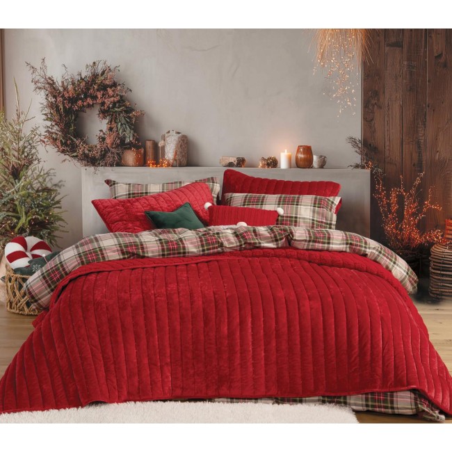 ΚΟΥΒΕΡΤΟΠΑΠΛΩΜΑ ΥΠΕΡΔΙΠΛΟ SWEET CHRISTMAS 240X220 NEF-NEF HOMEWARE RED