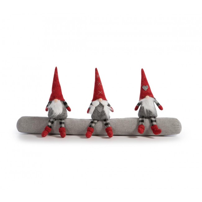 ΧΡΙΣΤΟΥΓΕΝΝΙΑΤΙΚΟ ΣΤΟΠ ΠΟΡΤΑΣ 3 GNOMES 32X89 NEF-NEF HOMEWARE RED/GREY/BLACK