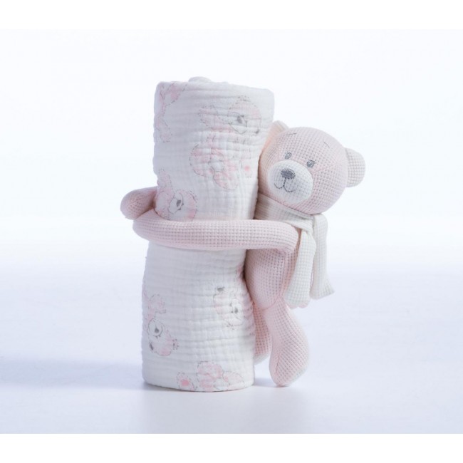 ΚΟΥΒΕΡΤΑΚΙ ΜΕ ΑΡΚΟΥΔΑΚΙ ΒΑΜΒ.TEDDY 75X100 PINK