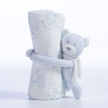 ΚΟΥΒΕΡΤΑΚΙ ΜΕ ΑΡΚΟΥΔΑΚΙ ΒΑΜΒ.TEDDY 75X100 L.BLUE