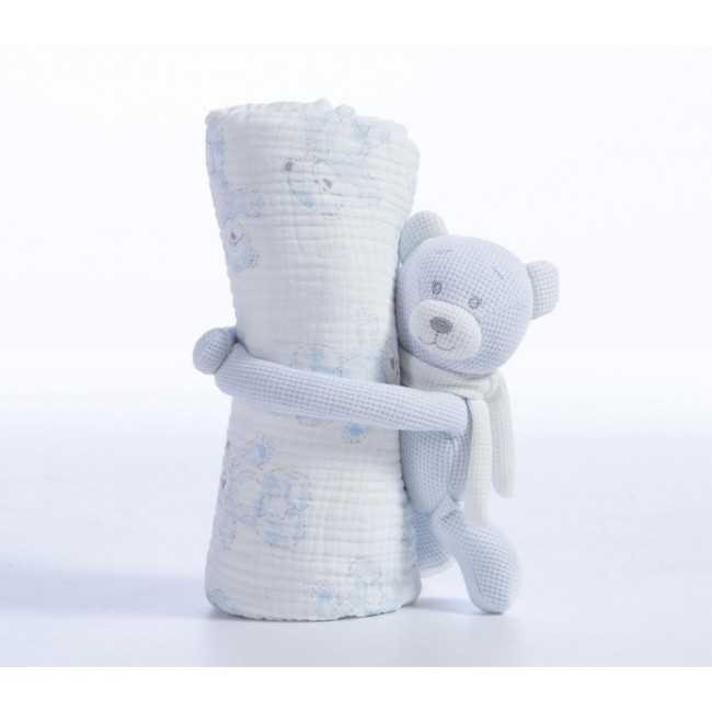 ΚΟΥΒΕΡΤΑΚΙ ΜΕ ΑΡΚΟΥΔΑΚΙ ΒΑΜΒ.TEDDY 75X100 L.BLUE