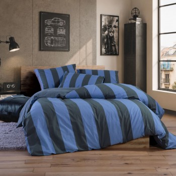 Σετ Παπλωματοθήκη Βαμβακερή Υπέρδιπλη Casual Vertia 240x230 BLUE/BLACK Nef Nef Homeware