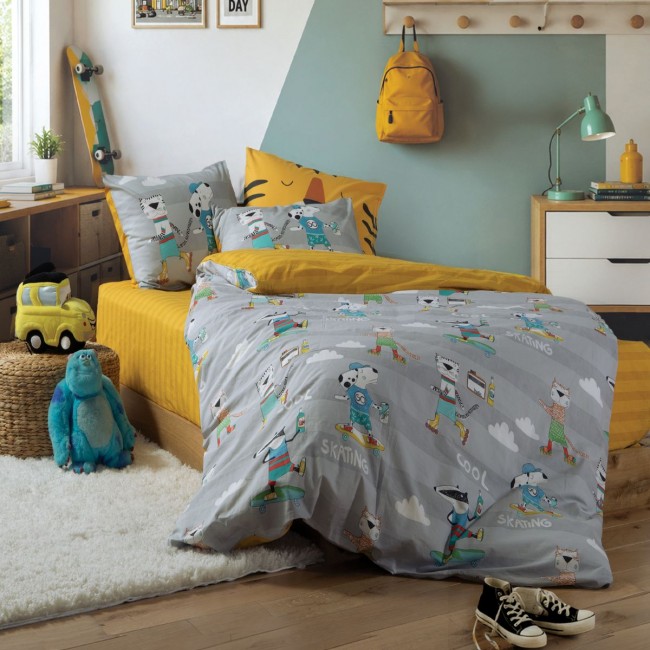 Σετ Σεντόνια Παιδικά Μονά Cool Skating 170x260 GREY Nef Nef Homeware
