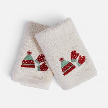 Χριστουγεννιάτικες Πετσέτες Σετ 2τεμ. Gloves ECRU Nef Nef Homeware