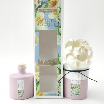 Σετ Αρωματικό Χώρου με Στικ 70ml & Αρωματικό Κερί 130gr - White Bouquet