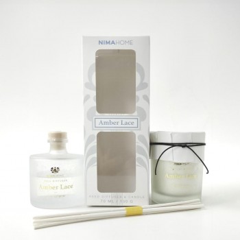 Σετ Αρωματικό Χώρου με Στικ 70ml & Αρωματικό Κερί 130gr - Amber Lace